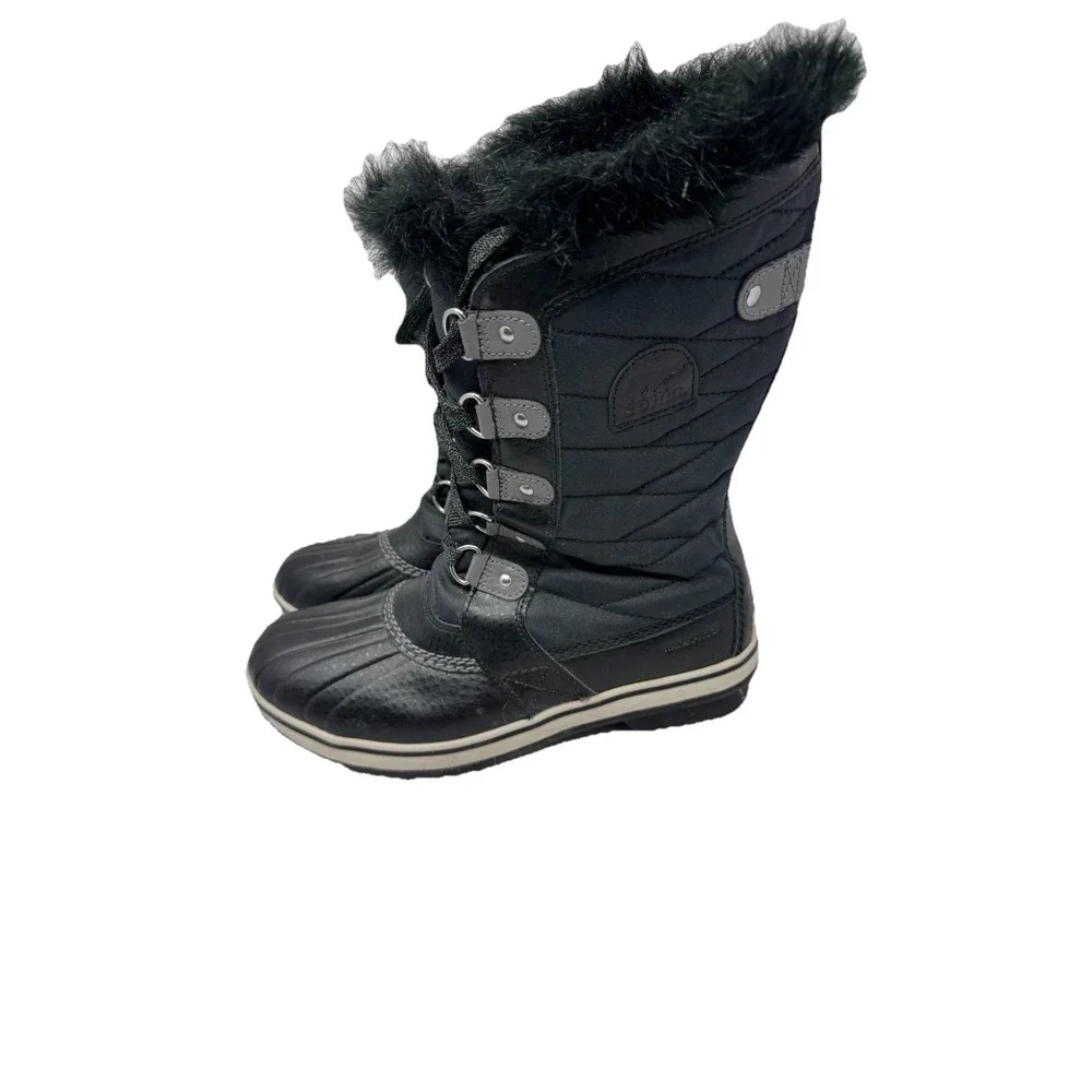 🔥SOREL Tofino🖤 fleece Lined‎ Quilted Fur Trim Winter Waterproof Snow Boots 6